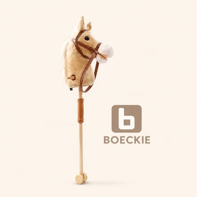 BOECKIE Hobby Horse Stokpaard Beige - Houten Pluche Stokpaard voor Kinderen