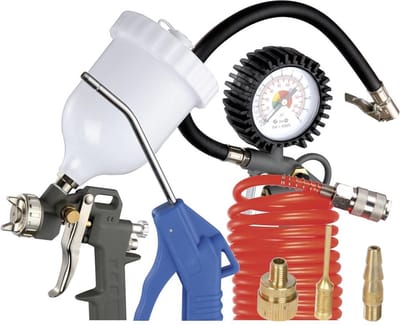 Criko perslucht compressor accessoire set - 7 delig - Incl spiraalslang
