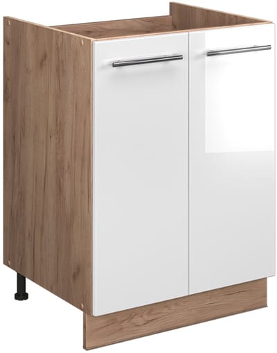 Vicco Wastafelkast Fame-Line, Wit Hoogglans/Goudkleurig Eiken, 60 cm