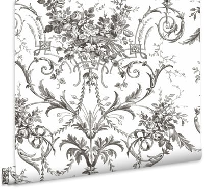 Laura Ashley Tuileries Behang - Bloemen - 10mx52cm - Grijs