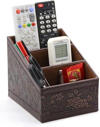Elegante Multifunctionele Bureau Organizer voor Pennen, Mobiele Telefoon en Accessoires met Retro Motief