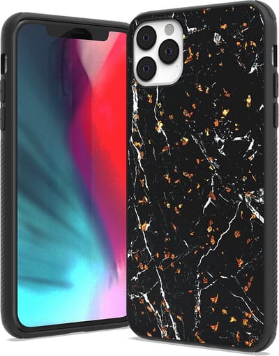 LuxeBass Siliconen hoesje met print geschikt voor Apple iPhone 11 Pro - Marmer Black - telefoonhoes - gsm hoes - telefoonhoesje