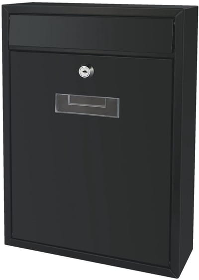 Wandbrievenbus - Brievenbus met slot - Post veilig ontvangen - Met naamplaat - 36 x 26 x 8 cm - Zwart