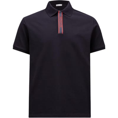 Moncler Knopen Sluiting Katoenen Korte Mouw Polo Shirt Heren tops Donkerblauw J10918A0000289A1677X XXL black