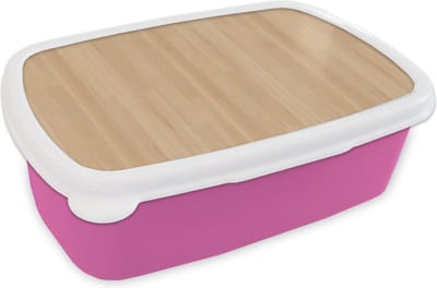 Broodtrommel Roze - Lunchbox - Brooddoos - Naturel - Hout - Plank - Patronen - 18x12x6 cm - Kinderen - Meisje