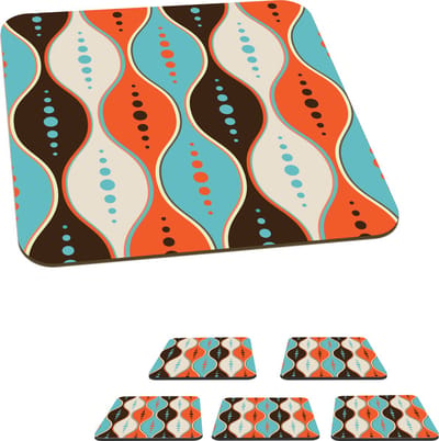 Onderzetters voor glazen - Retro - Cirkel - Design - 10x10 cm - Glasonderzetters - 6 stuks