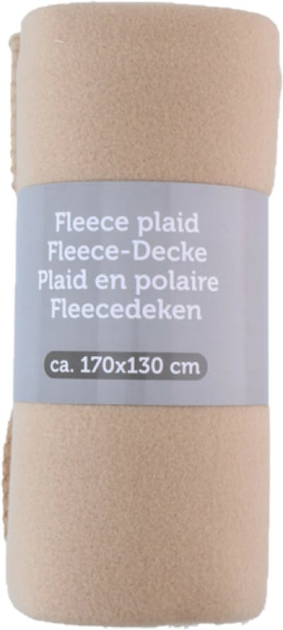 Excellent Houseware Deken / plaid - fleece - 170 x 130 cm - beige