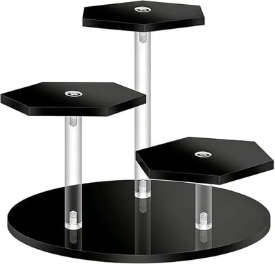 Zwart Acryl Display Platform voor Poppen en Sieraden, Handgemaakt met Drie Posities voor Optimaal Weergave
