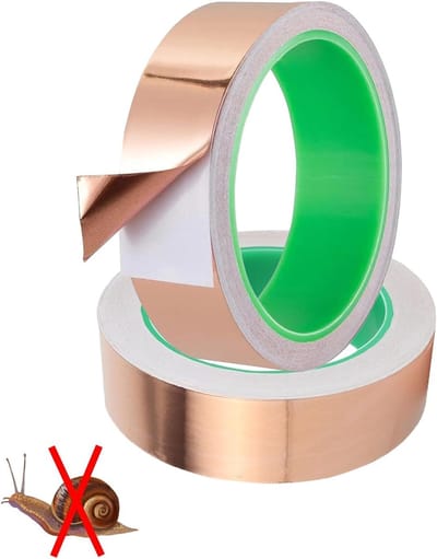 Set van 2 Zelfklevende Dubbelzijdige Kopertape 25mm x 50m voor Slakkenbescherming, EMI Shielding en Elektrische Toepassingen