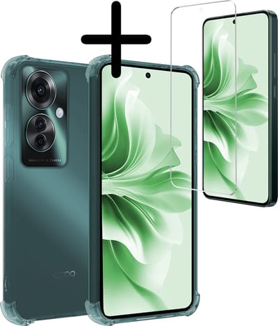 Hoesje Met Screenprotector - Geschikt voor OPPO Reno 11F - Sterk & Shockproof - Siliconen Case - Back Cover - Telefoon Hoes - Shock Proof - Transparant