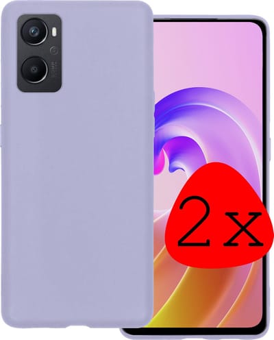 Hoesje 2 Stuks - Geschikt voor OPPO A76 - Sterk & Shockproof - Case Siliconen - Back Cover - Telefoon Hoes - Lila