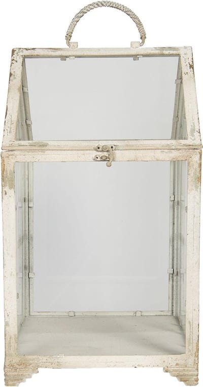 Clayre & Eef Lantaarn 30x30x54 cm Beige Ijzer Kaarsenhouder