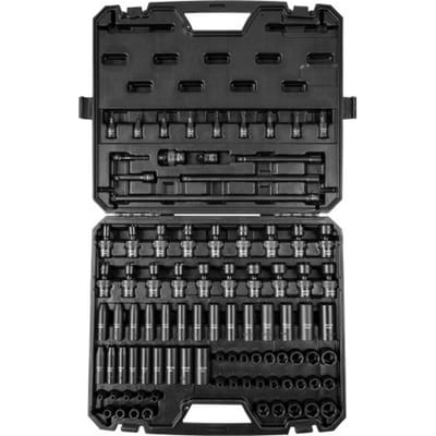 VEVOR professionele dopsleutelset Cr-Mo gelegeerd staal 90-delige dopsleutelset 6-19 mm diepe doppen slagmoersleutel, HRC 42-48 dopsleutel inclusief gereedschapskoffer, metrische schroefverwijderaar