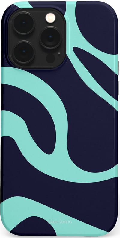 Casetastic Hoesje Geschikt voor Apple iPhone 14 Pro Max Magsafe - Stijlvolle Beschermende Duo-layer Case - Golvenritme Aqua-Marine