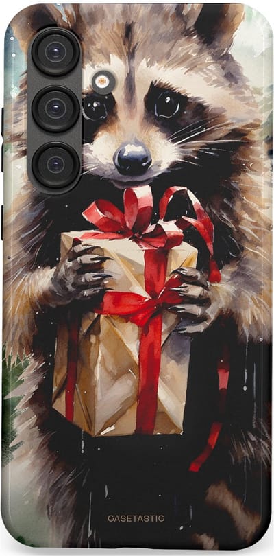 Casetastic hoesje geschikt voor Samsung Galaxy S25 Plus - Dubbellaagse bescherming - Winter Wasbeer Presentje - Fashion Case - Zwart Grijs Taupe