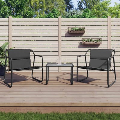vidaXL - 3-delige - Loungeset - met - kussens - staal - antracietkleurig