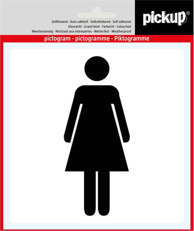 Pickup pictogram Aufkleber 14x14 cm Symbol Frau
