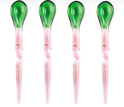 Broste Copenhagen Teaspoon set Swirly Glass Pink / Green