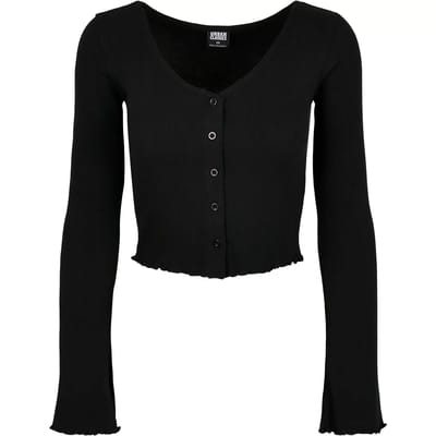 Urban Classics Ladies Cropped Rib Cardigan Cardigan zwart XS