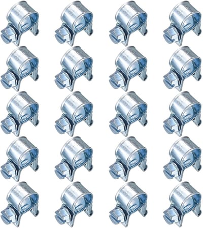 Dailygoods- Slangklemmen 20 Stuks - Verstelbare Buisklemmen - Brandstofinjectie Klemmen - Hoogwaardig Koolstofstaal - Opbergdoos - Geschikt voor Kleine Slangen