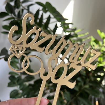 Cake topper | taarttopper | taart topper | huwelijk | verloving | Will you compleet my deen | 14 cm breed | goud acryl