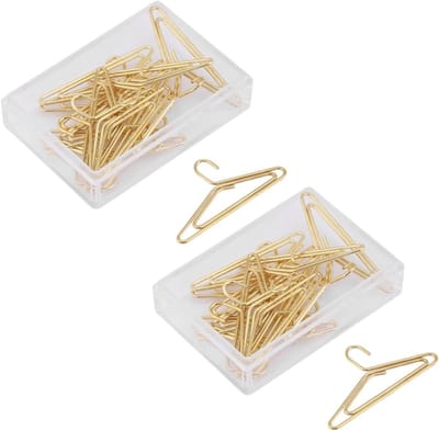 Schattige gouden papierclips in pendantvorm - 24 stuks multifunctionele roestvrijstalen clips met opbergdoos voor kantoor en schoolgebruik