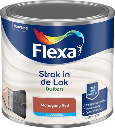 Flexa - Strak In De Lak Buitenlak Zijdeglans - Mahogany Red - Mengverf - 500 Ml