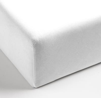 Mistral Home - HOESLAKEN - katoensatijn - 90 x 200 x 30 cm - eenpersoons - effen kleur - wit
