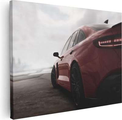 Artaza Canvas Schilderij Sportauto - 40x30 cm - Klein - Muurdecoratie Auto - Wanddecoratie Mancave - Kamer Accessoires Rood