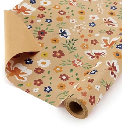 Bloemen cadeaupapier rol – Kraftpapier voor verjaardagen en schoolcadeaus