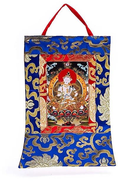 Thangka - Vajrasattva thangka geprint - 29 x 20 cm. - Boeddha wanddoek