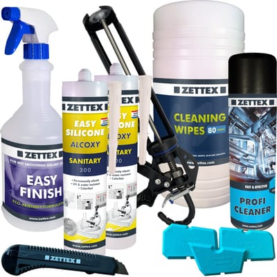 Zettex Easy Siliconenkit S - Sanitairkit voor Badkamer & Keuken - Schimmelbestendig & Elastisch - 310ml - RAL 9001 - VOORDEELBUNDEL