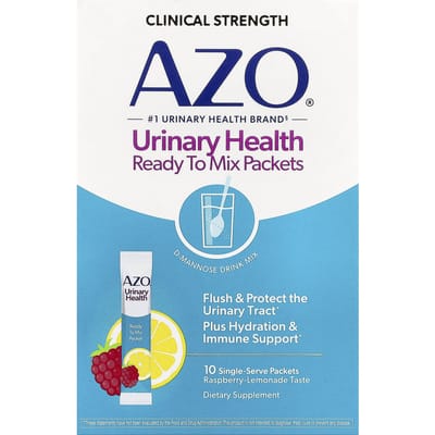 AZO, Santé Urinaire, Pack Prêt à Mélanger, Framboise-Limonade, 10 Sachets Unidose, 5.3g (0.19oz) Chaque