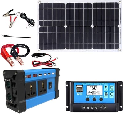 Zonnepaneel Set - Energie Opwekker - Buiten Stroom - Met Omvormer - 18 Watt - Zwart