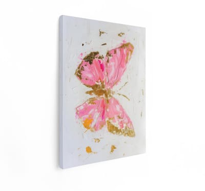 Artaza Canvas Schilderij Abstract - 30x40 cm - Wanddecoratie Vlinder - Muurdecoratie Goud - Schilderijen Dieren Modern - Roze