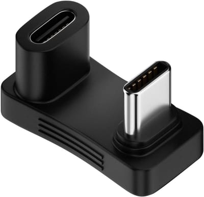 U-vormige USB C Adapter 180 Graden, Type-C Elbow Adapter voor Smartphones, Switch en Laptops, 1 Stuk, Zwart