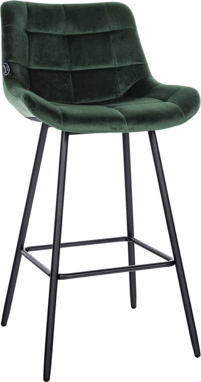 CLP West Barkruk - Met rugleuning - Voetsteun - Metalen frame - zwart/donkergroen