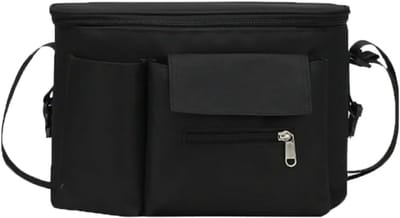 Stroller Organizer voor Mummies met Drinkbekers, Schouderband en Waterdichte Functie - Handige Accessoires voor Kinderwagens (Zwart)
