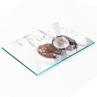 Multifunctioneel decoratief glazen bord met kokosnoot- en waterprint, 80x52 cm