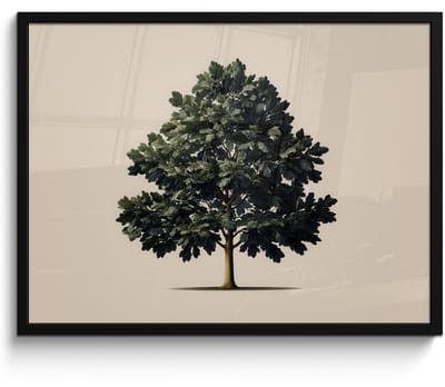 Poster in lijst - Fotolijst 80x60 cm - Posters - Eikenboom - Schaduw - Egaal - Posterlijst zwart - Decoratie - Wanddecoratie woonkamer - Muurdecoratie slaapkamer