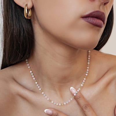 Hey Happiness Pastel Kralenketting Dames - Roestvrij Staal - Zilver - Meerkleurige Kralen - Waterproof Halsketting - Verstelbaar 42,3+6 cm - Hypoallergeen