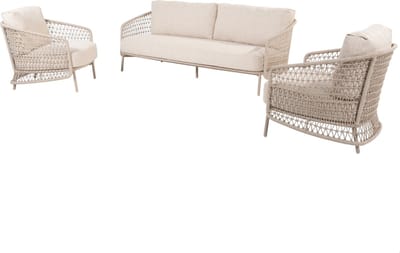 Puccini stoel bank loungeset 3 delig rope latte 4 Seasons Outdoor