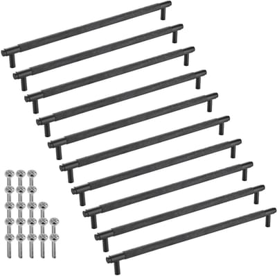 SOTECH 10 stuks meubelgrepen BLACKLINE VIII BA 320 mm mat zwart (lengte 352 mm, diameter 14 mm, hoogte 35 mm) beugelgrepen van aluminium