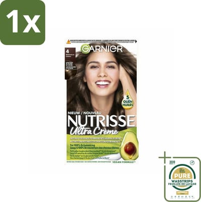 1 x Garnier - Nutrisse Ultra Crème 4 - Haarkleuring - Middenbruin - Intens Voedend - Permanente Kleur- Haarverf - Voedend Haarverf - Permanente Haarkleur - Grijsdekking - Haarverf Middenbruin