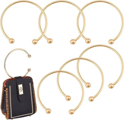 Allecto- metalen portemonnee handvatten - gouden - met kralen - frame - gehaakte macramé tassen - ambachtelijke handtas - handgemaakte - geschikt voor PH - 6 stuks - halve cirkel - tas handgrepen