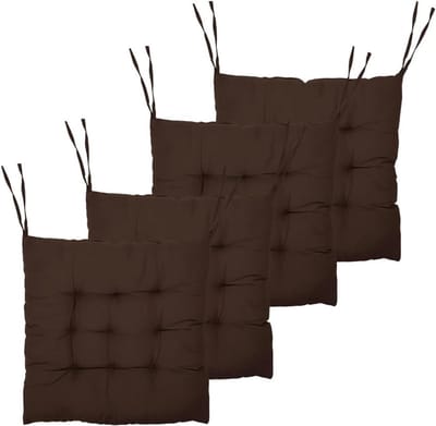 Comfortabele 40 cm Stoelkussens voor Binnen en Buiten, Met Bindlinten, Ideaal voor Eetkamer, Tuin en Woonkamer (Bruin)