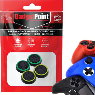 Gadgetpoint - Thumb Grips voor PlayStation, PS5, Xbox X/S, One & Switch Pro Controller - Gaming Thumbgrips - Performance Anti-Slip Thumbsticks - Bescherming Accessoires - Zwart Lichtgroen en Zwart Groen