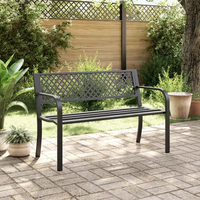 vidaXL - Tuinbankje - 119 - cm - staal - zwart