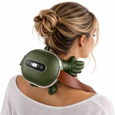 Nekmassage Apparaat met Touchscreen – Verwarmde Massagehand met Warmtefunctie voor Nek, Schouders & Rug – Elektrische Massage Apparaat – Massagekussen – Draadloos, Oplaadbaar & Draagbaar - Groen