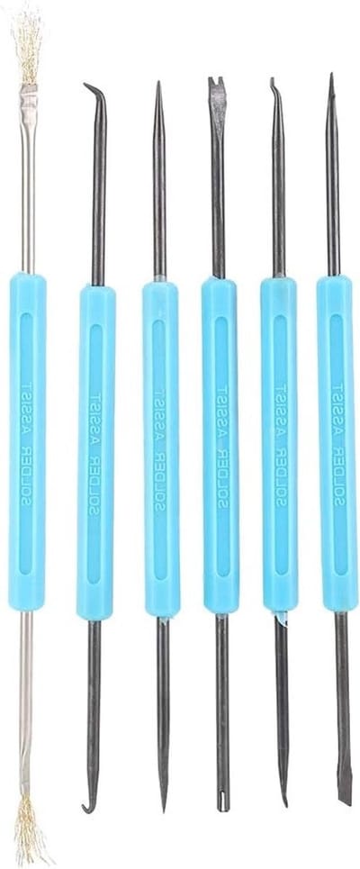 Dubbele kop Soldering Picks Set van 6 stuks voor het repareren van elektronica, PCB-borden en elektronische componenten